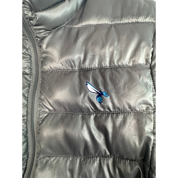 Fanatics NBA Puffer Jacket Gray Full‎ Zip Lightweight Down Men's M - Picture 2 of 9